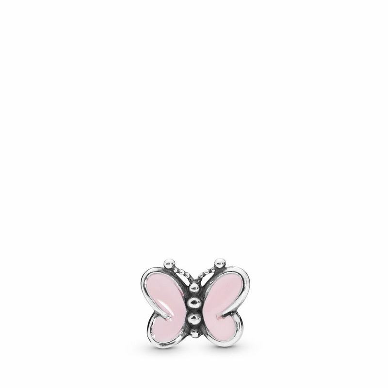 Pandora Pink Butterflies Petite Charm Ireland - Sterling Silver/Enamel/Pink - 312490BWV